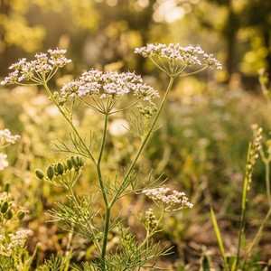 Cumin flowers in bloom