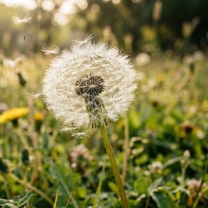 Dandelion flower in a field